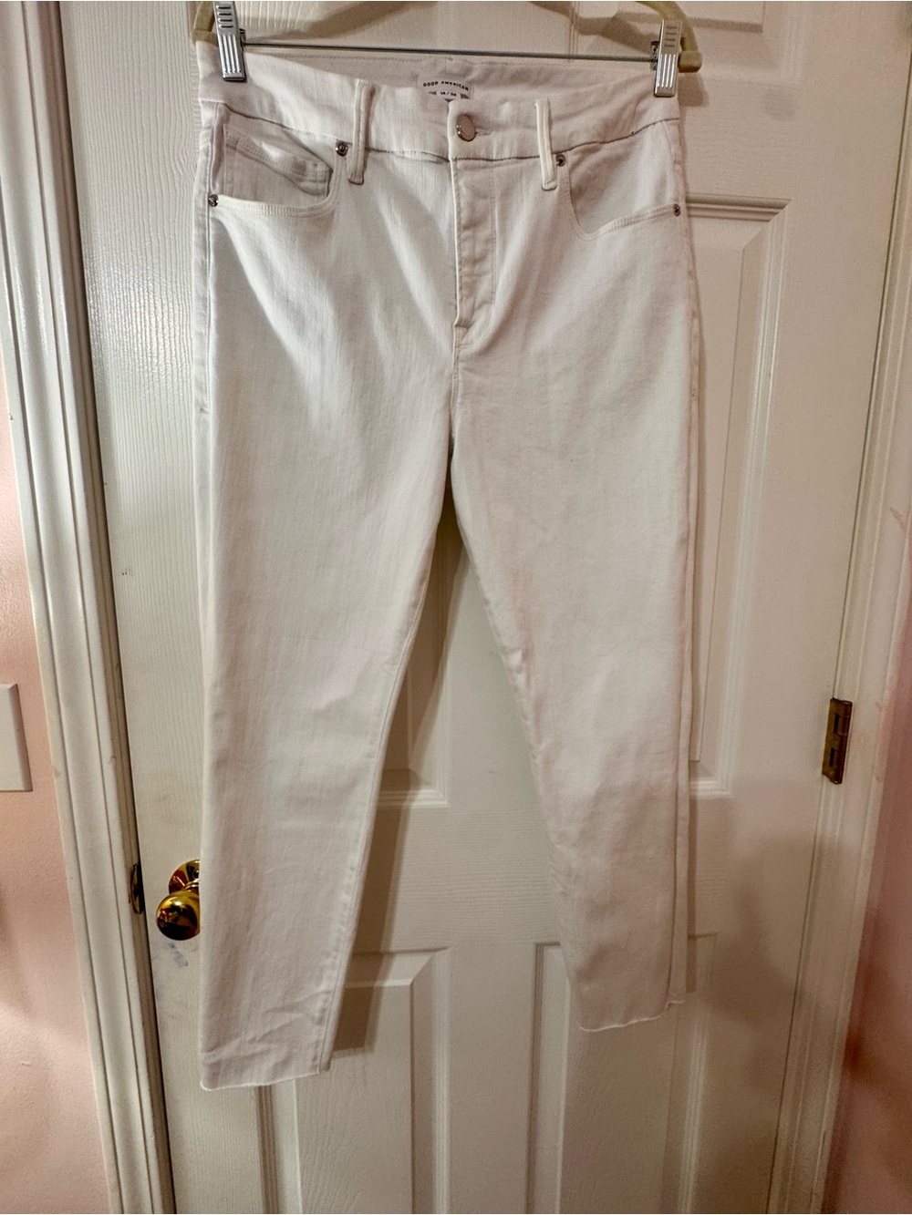 Good American Good Petite Skinny Raw Edge Jeans White Size 14 - Picture 5 of 6